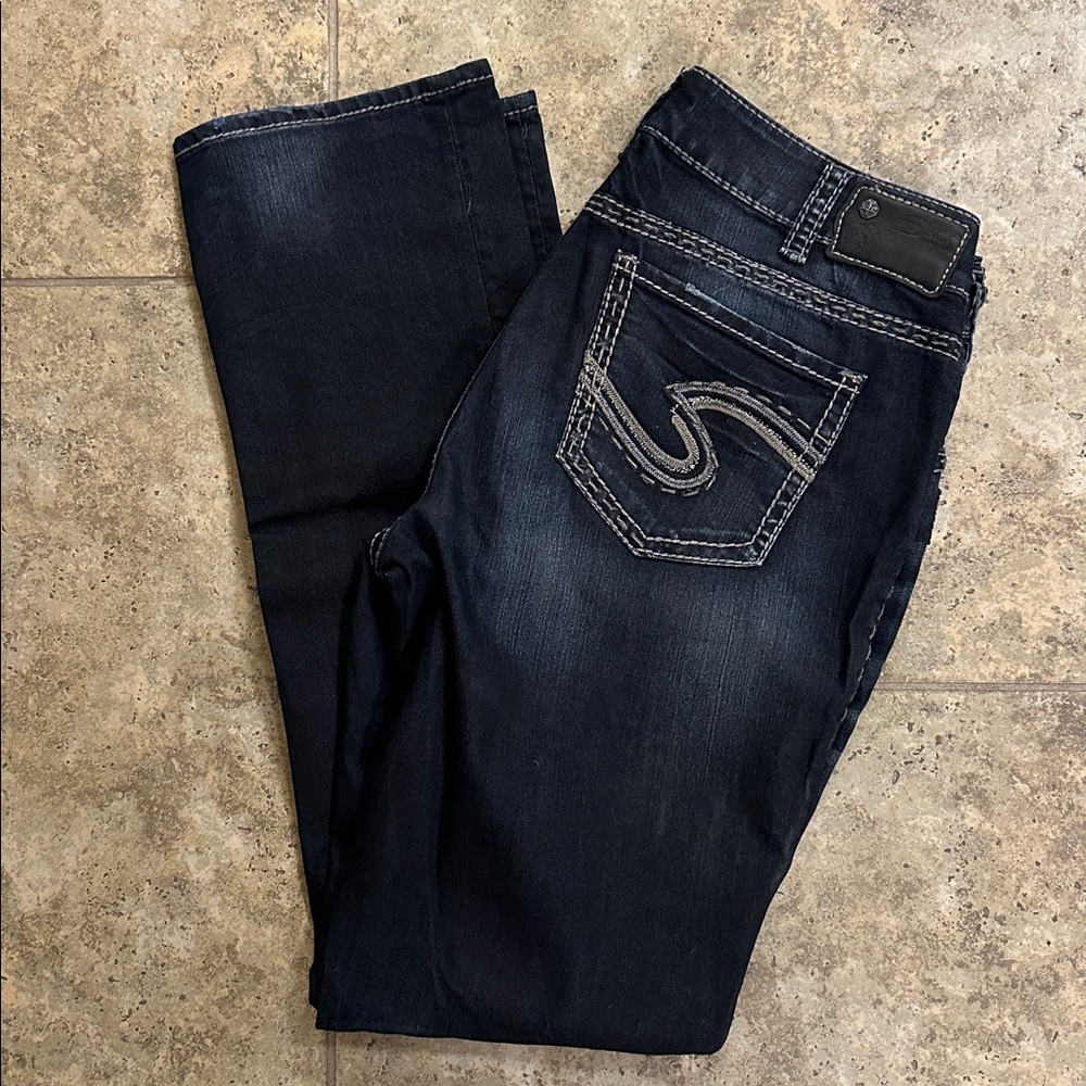Silver Brand SUKI BABY BOOT Jeans Dark Blue Bootcut Size 12 / 33 EUC